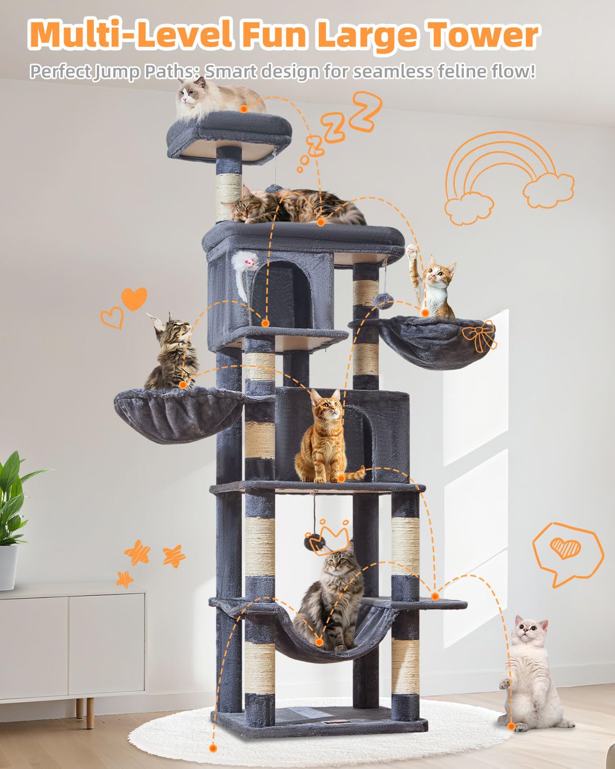 Taoqimiao cat-tree soft-flannel cover is easy to clean.