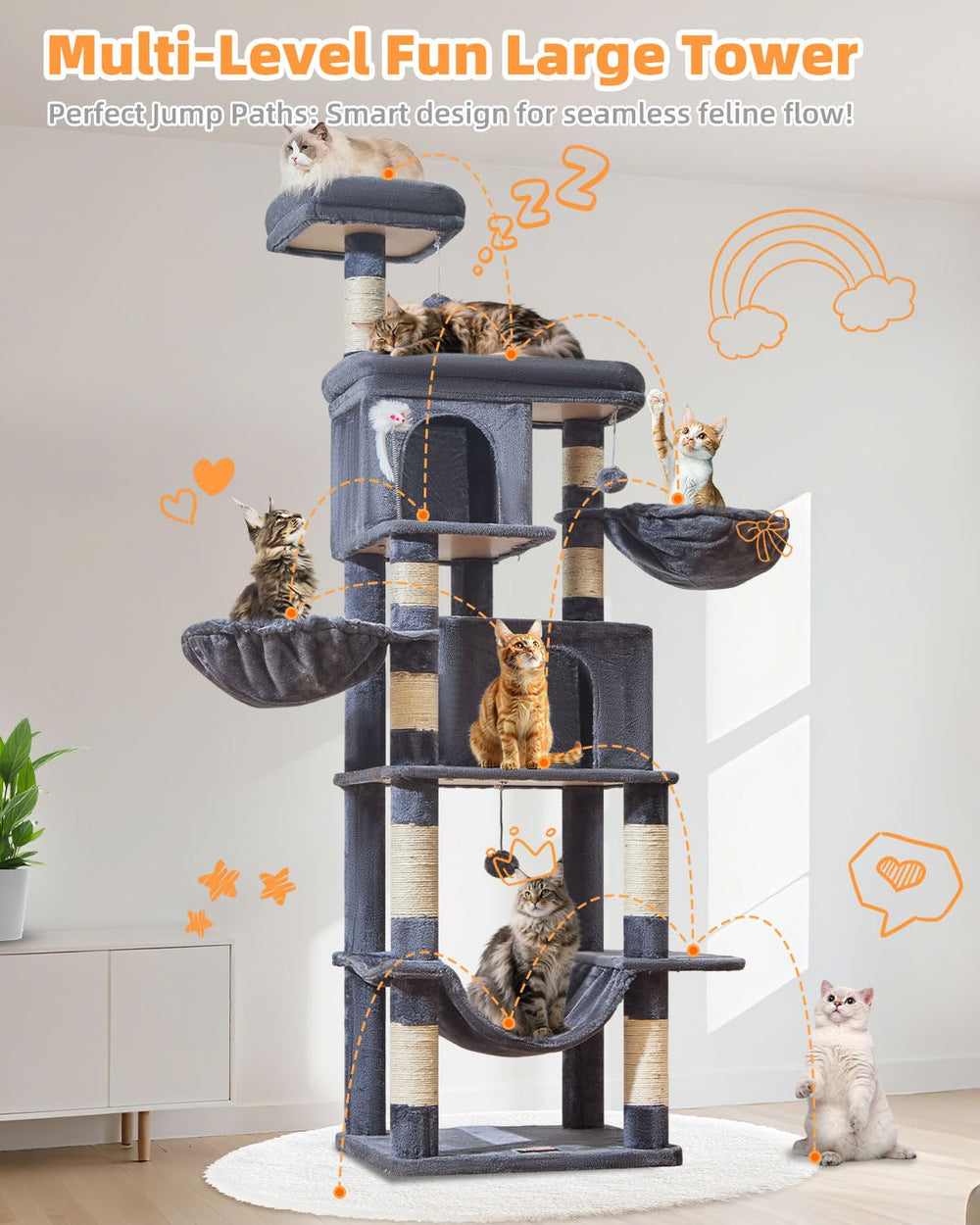 Taoqimiao cat-tree soft-flannel cover is easy to clean.