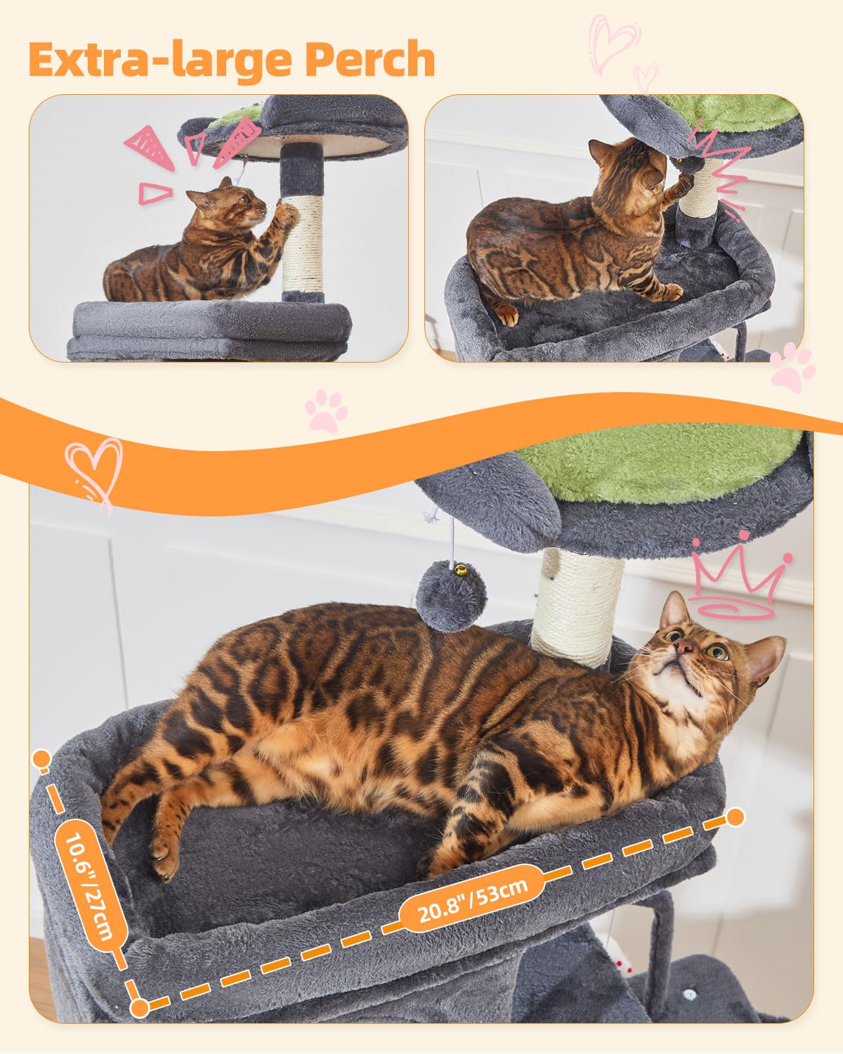 Taoqimiao cat tree fluffy basket offers snug hideaway for quiet lounging.