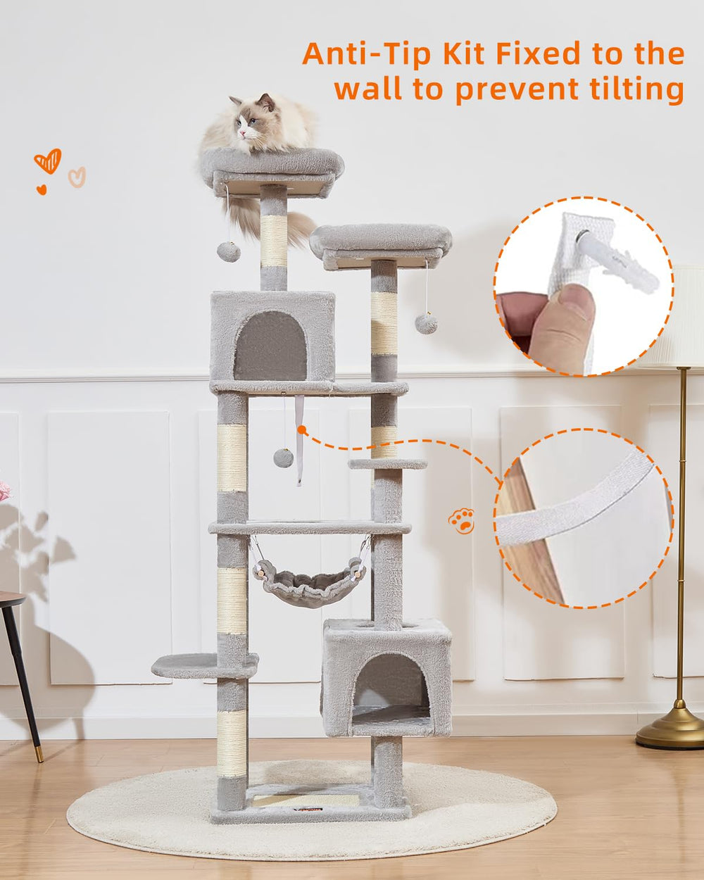 Taoqimiao cat tree full-plush-surface emphasizes soft comfort for lounging