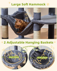 Taoqimiao cat tree habitat baskets deliver elevated cozy spots for naps.