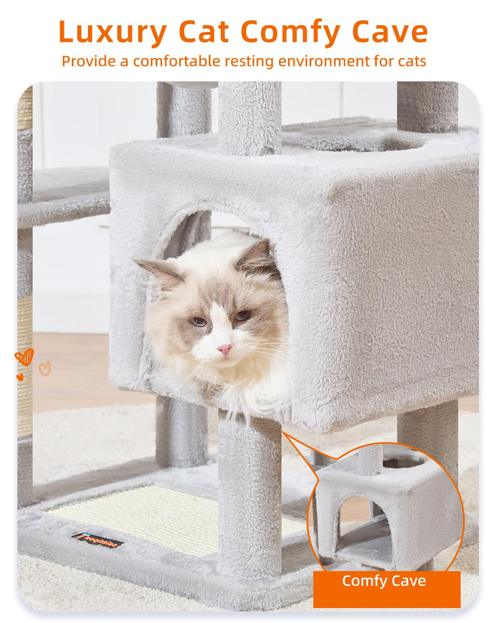 Taoqimiao cat tree hammock-relaxation shows plush resting spot after play