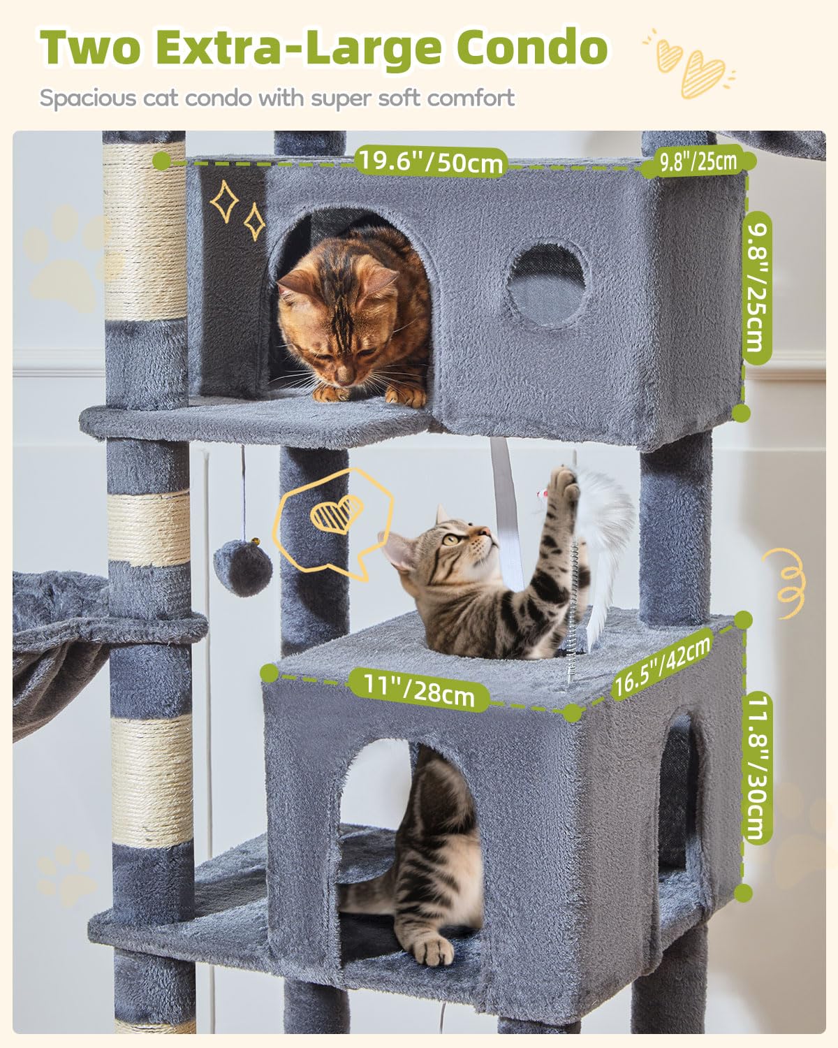Taoqimiao cat tree hammock adds versatile resting and play space.