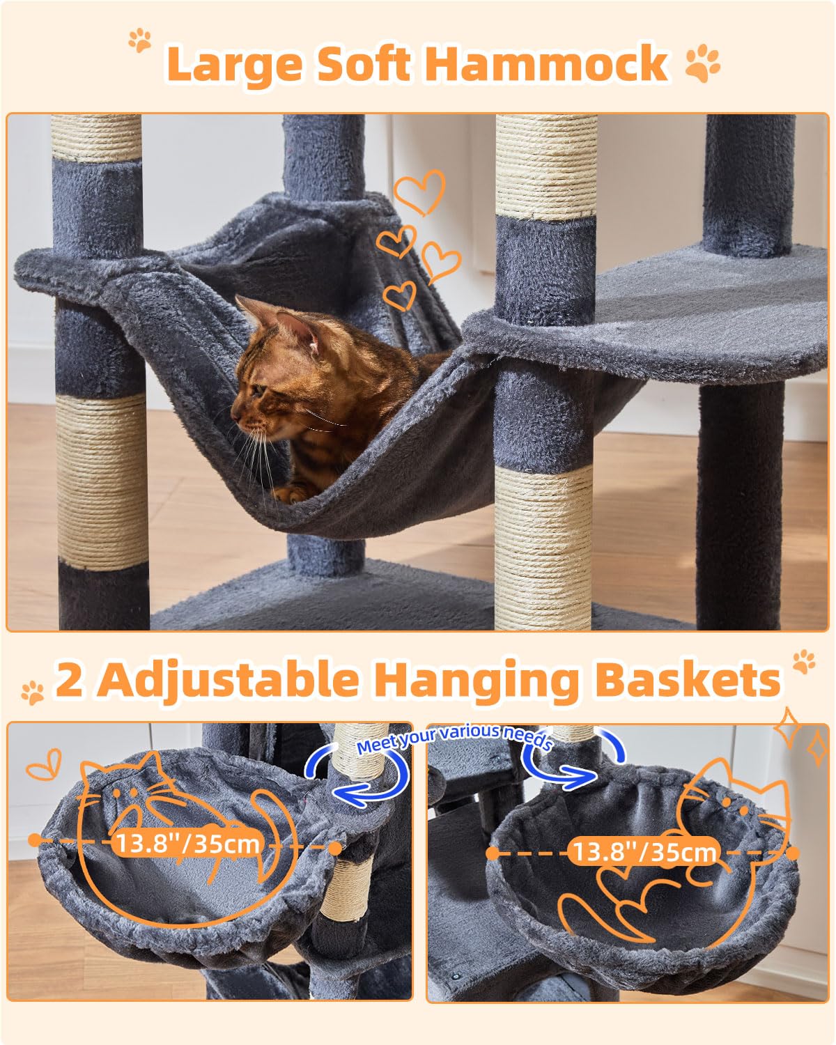 Taoqimiao cat-tree hammock for extra resting spot mid-climb.