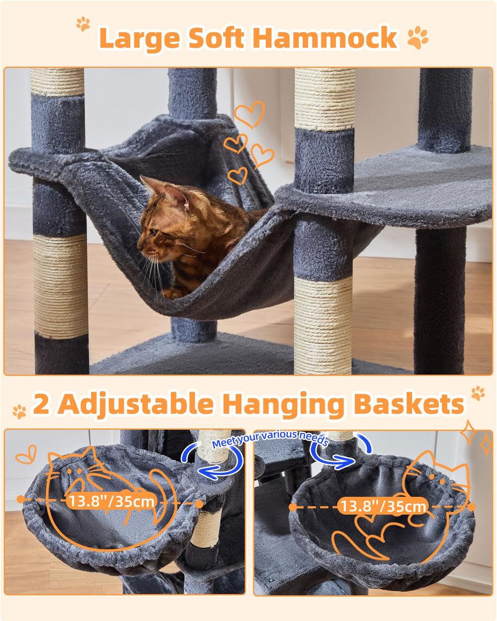 Taoqimiao cat-tree hammock for extra resting spot mid-climb.