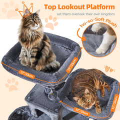 Taoqimiao cat tree with hanging basket for elevated relaxation