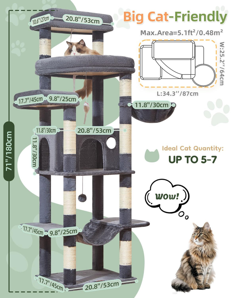 Taoqimiao lookout perch offers elevated lounging and play space for big cats