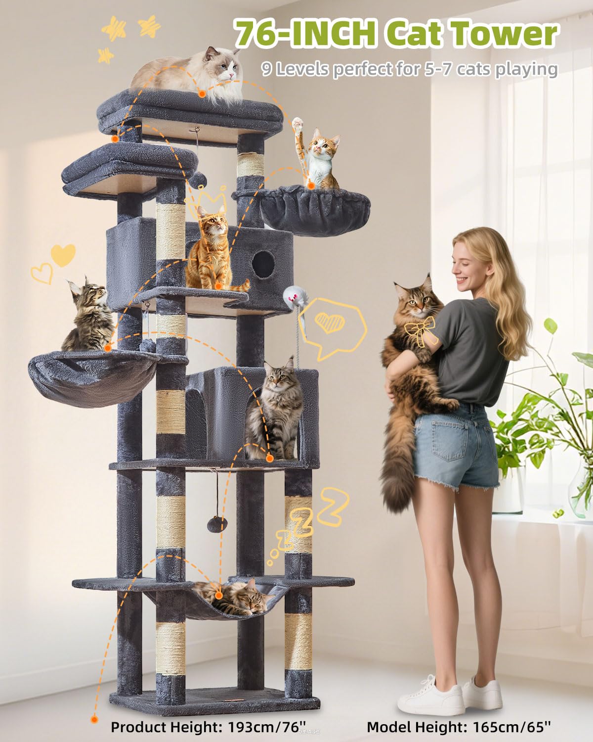 Taoqimiao cat tree oversized platform provides ample lounging space for big cats.