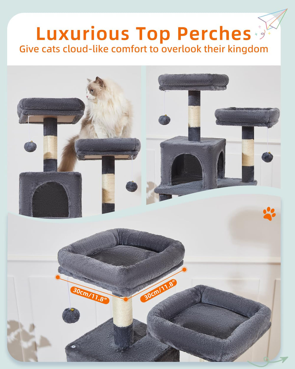 Taoqimiao cat-tree perches give elevated surveillance and rest.