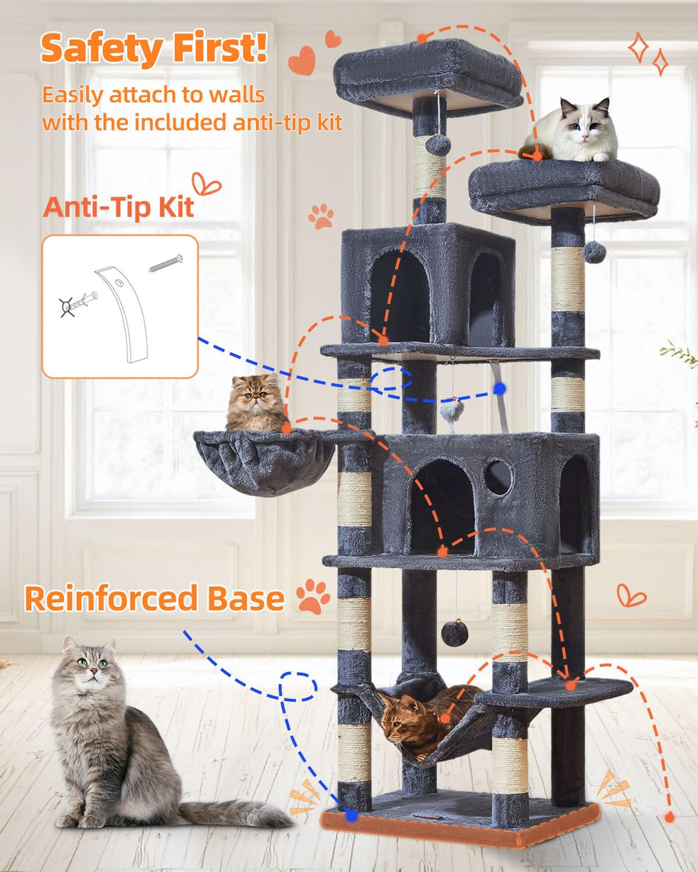 Taoqimiao cat tree plush-ball toys for interactive fun