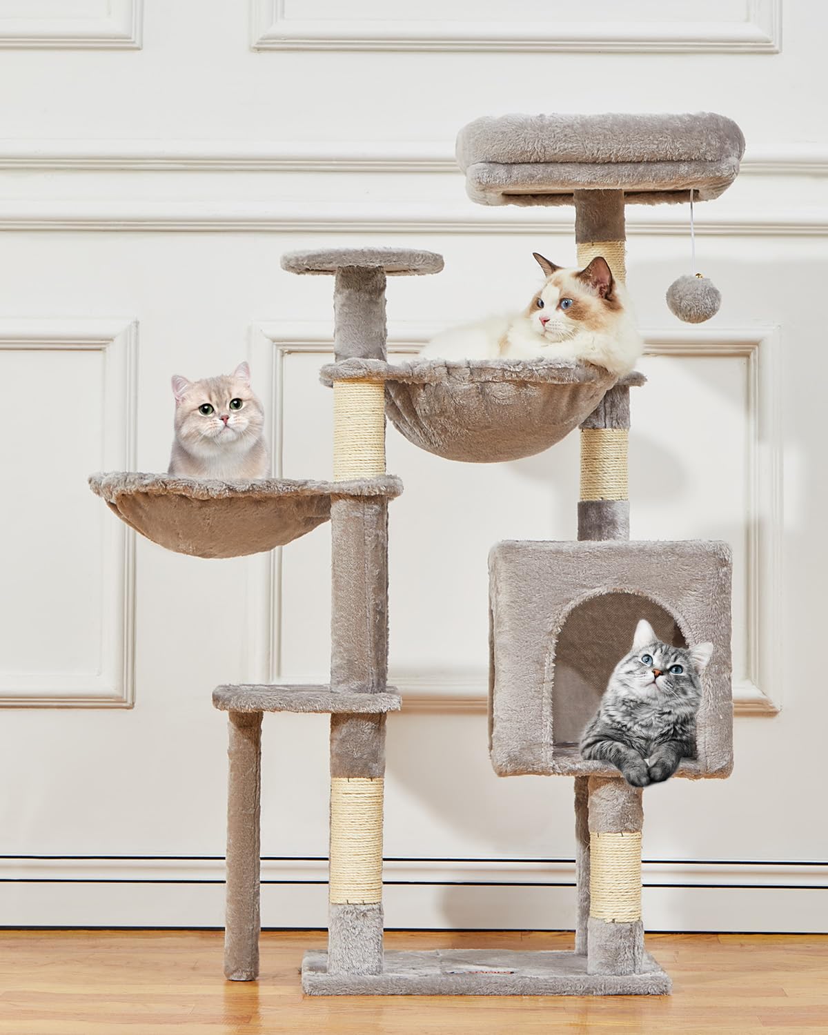 Taoqimiao Cat Tree plush condo offers a cozy resting space for kittens