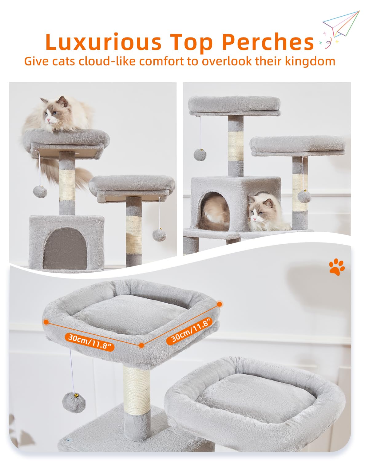 Taoqimiao cat tree pompoms-play invites interactive cat play