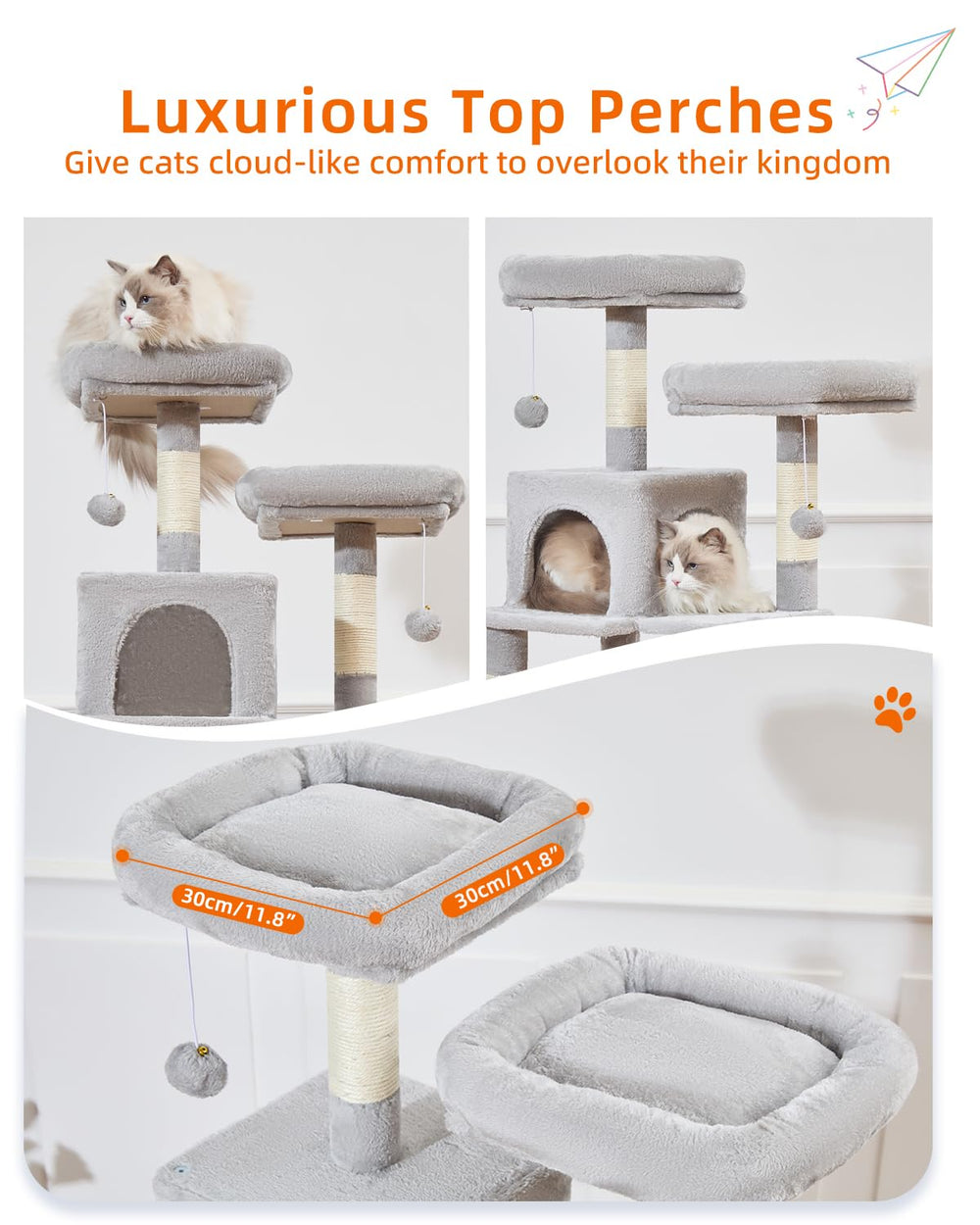 Taoqimiao cat tree pompoms-play invites interactive cat play