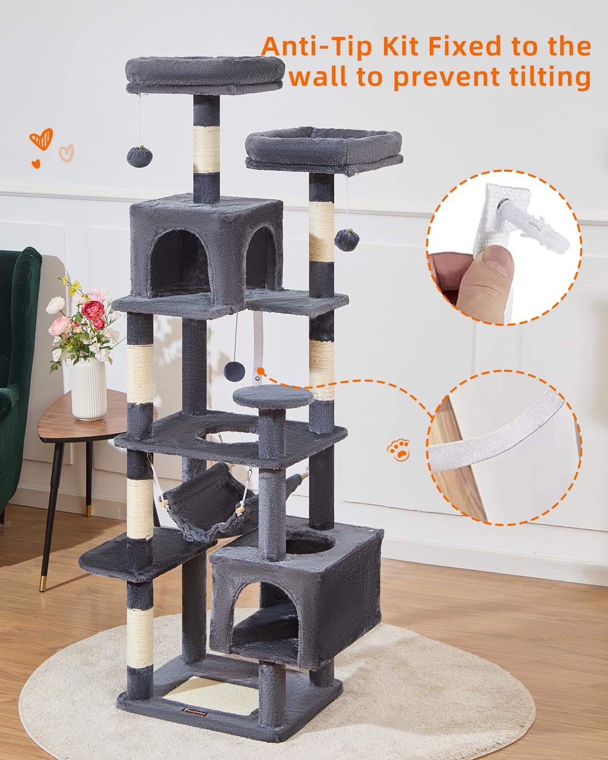 Taoqimiao cat-tree pompoms spark batting and playful chasing.
