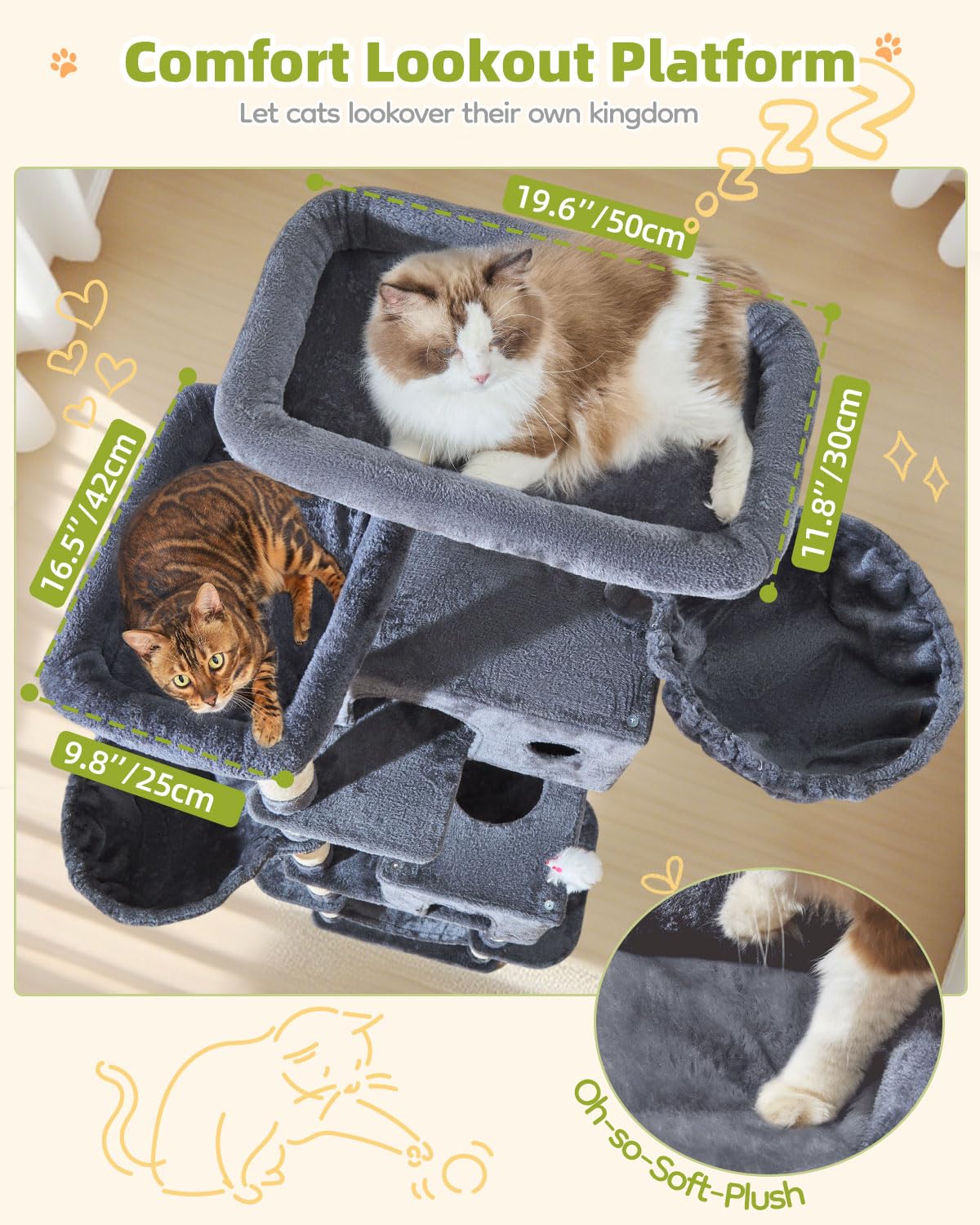 Taoqimiao cat tree natural sisal posts invite scratching and exercise.