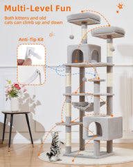 Taoqimiao cat tree six-scratching-posts provides multi-layer scratching outlets