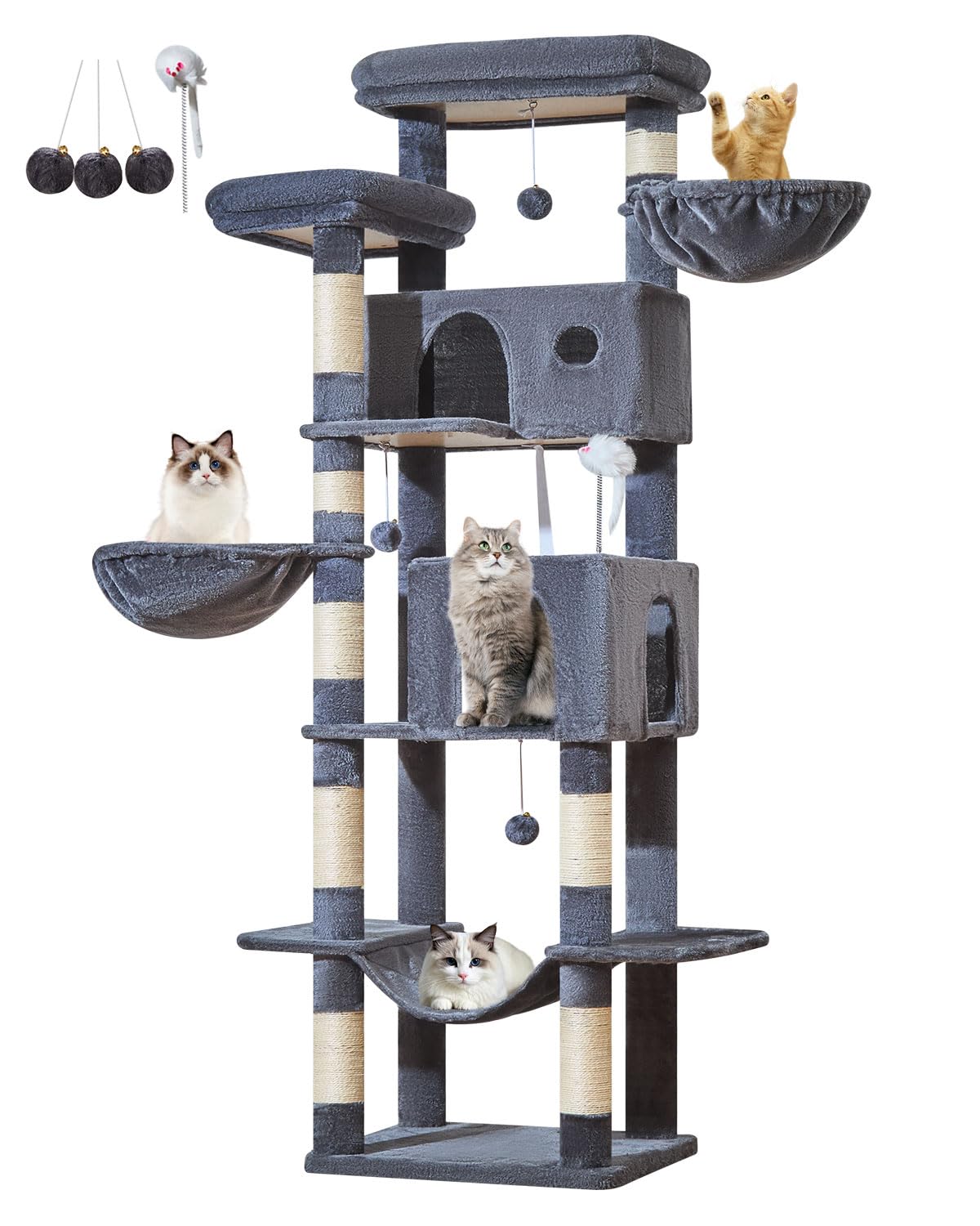 Taoqimiao cat tree smoke-gray finish blends with modern interiors.