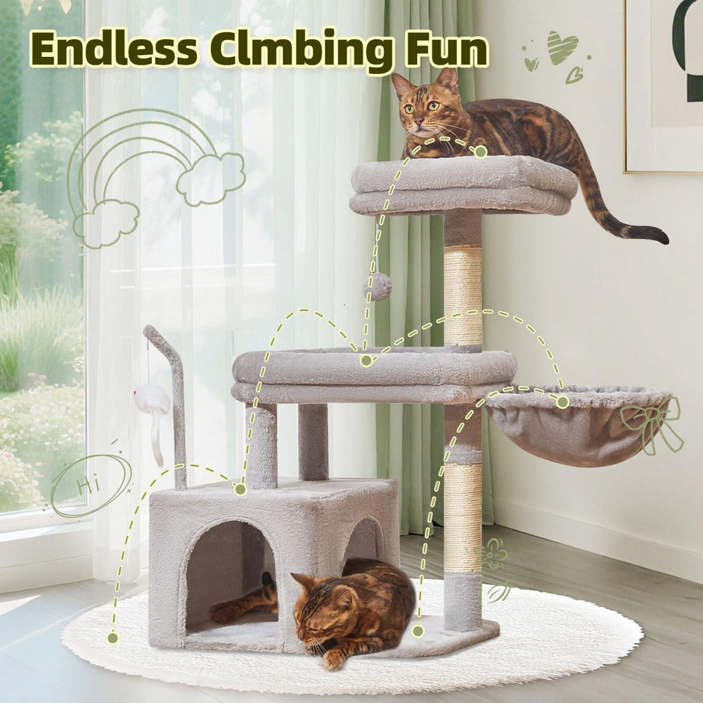 Taoqimiao cat tree sturdy-frame supports growth and active indoor cats.