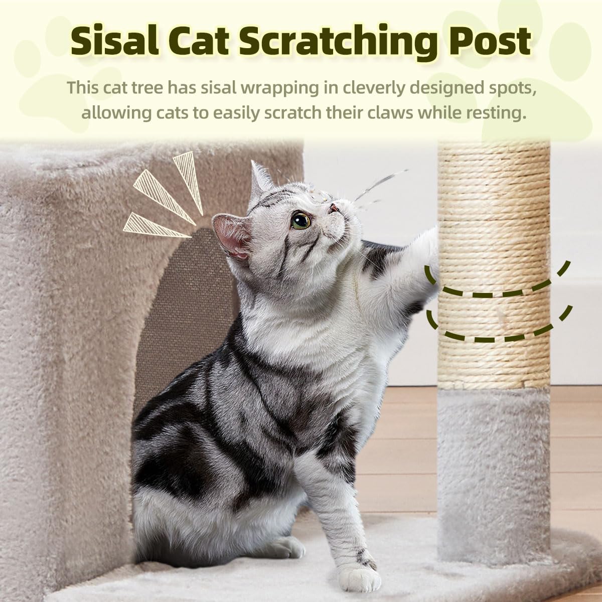 Taoqimiao cat tree top lookout shows high perch for curious cats.
