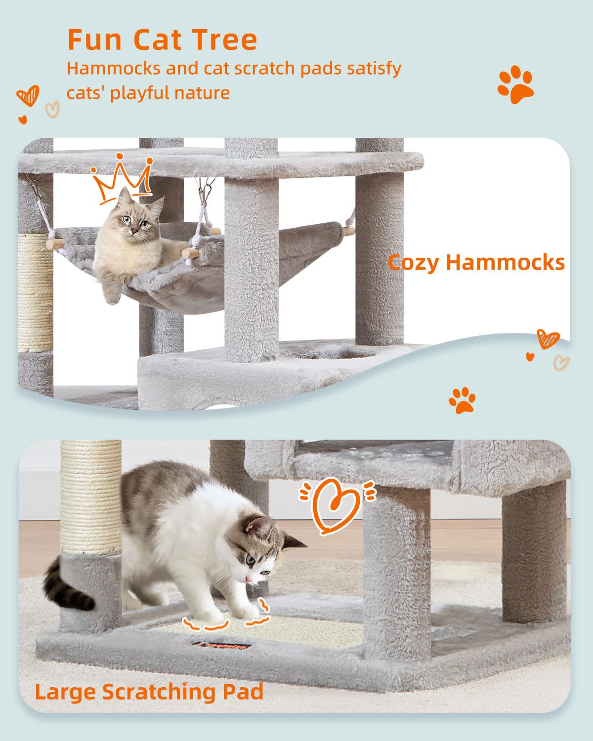 Taoqimiao cat tree two-caves offers cozy hideouts for napping