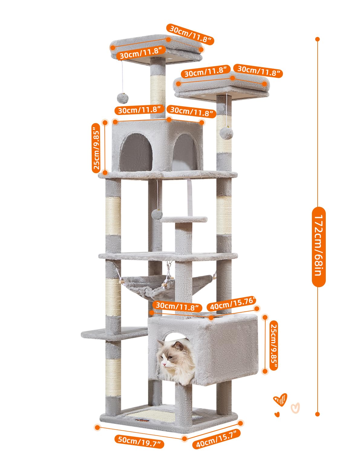Taoqimiao cat tree two-perches offers elevated view spots for curious cats