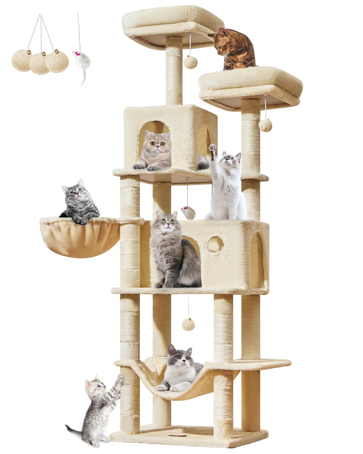 Taoqimiao large cat tree with 9 scratching posts for active indoor cats.