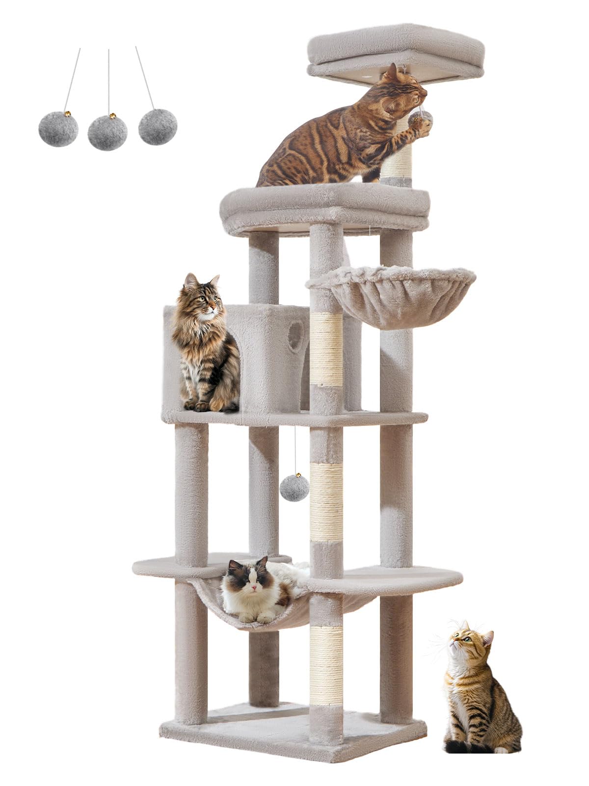 Taoqimiao MS042W multi-cat play area demonstrates adaptable layout and plush materials.
