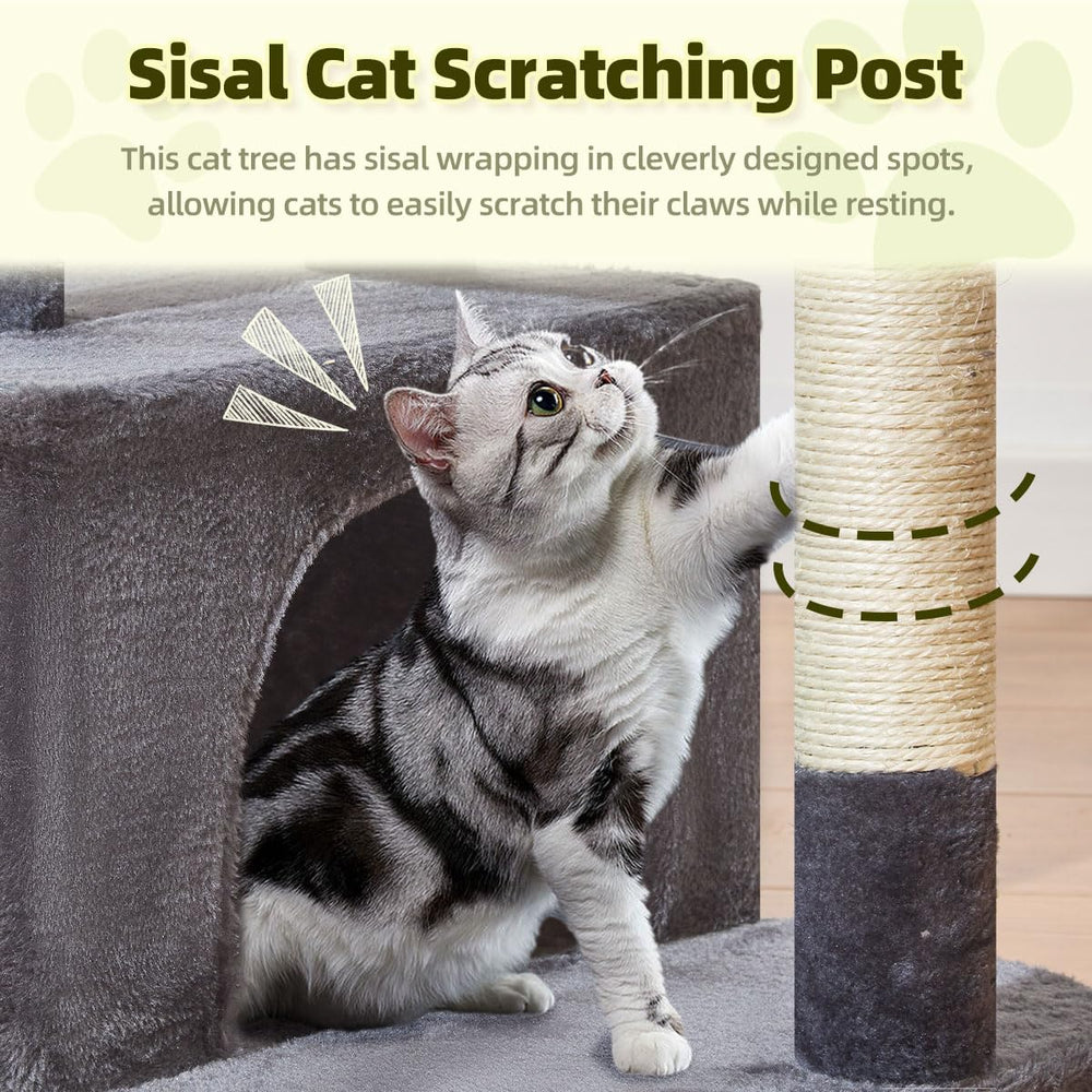 Taoqimiao MS043G cat tree teaser pole with lifelike mouse invites interactive play