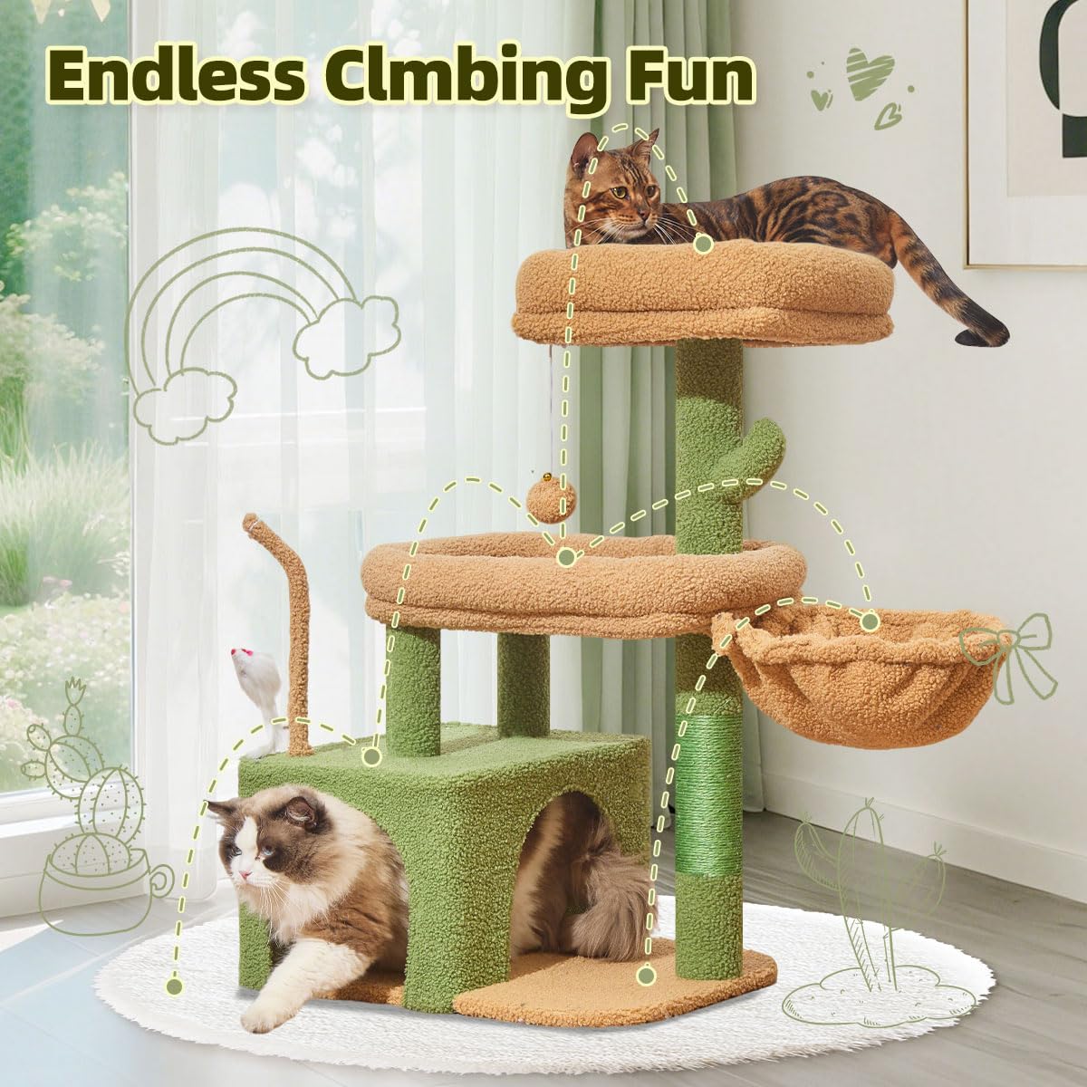 Taoqimiao MS043T scratching posts encourage claw activity and play
