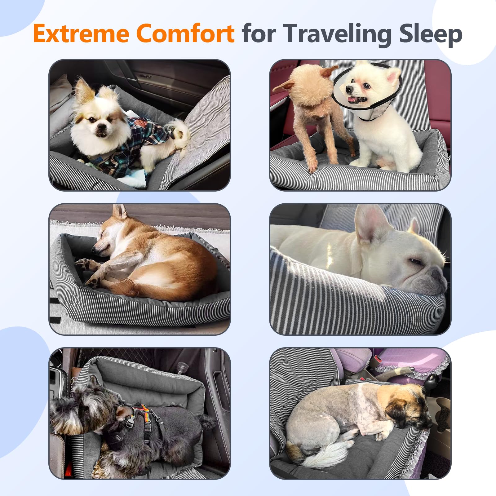 Tapizado dog car seat adjustable safety belt ensures safe travels.