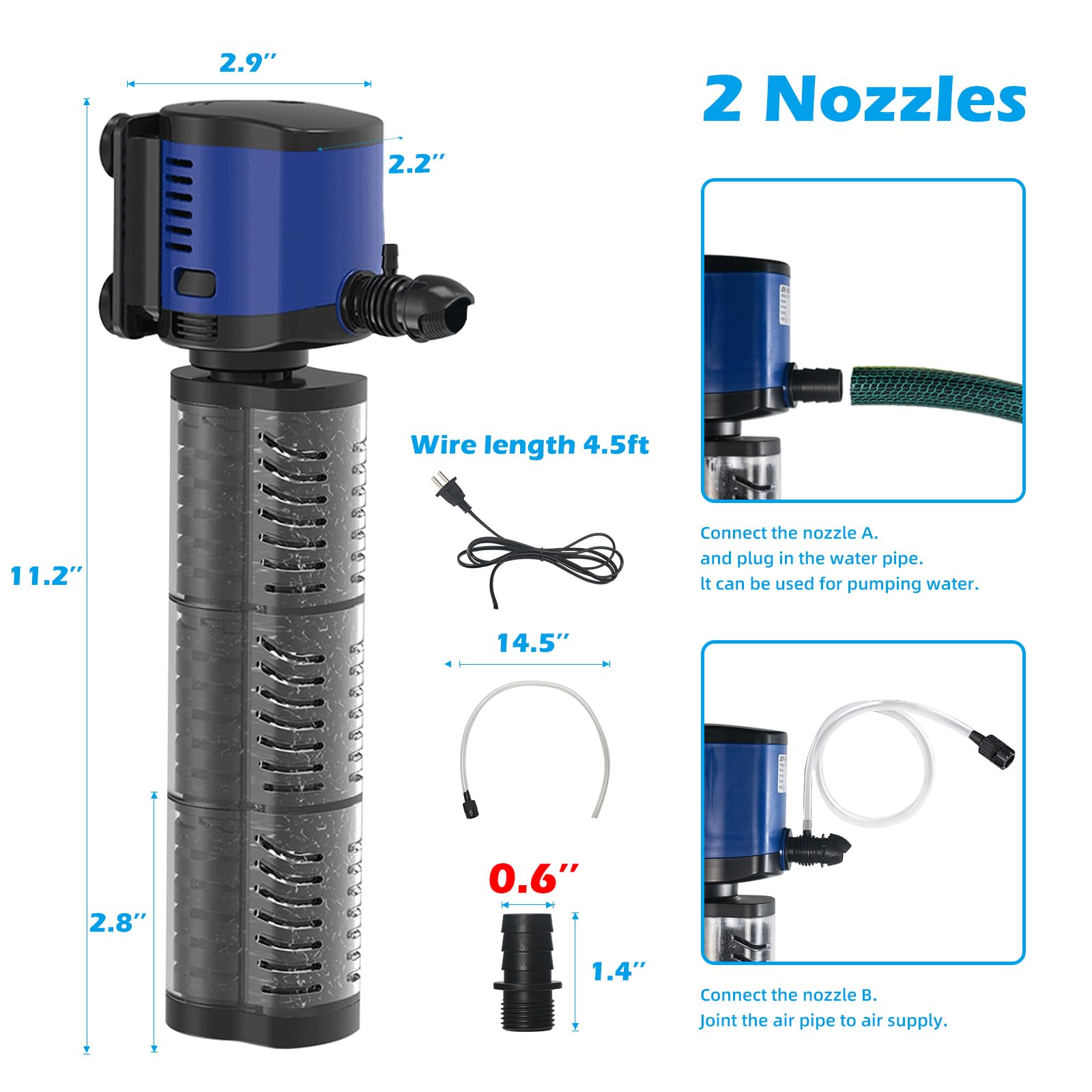 Tararium Aquarium Filter installation shows outlet-only setup for quick use