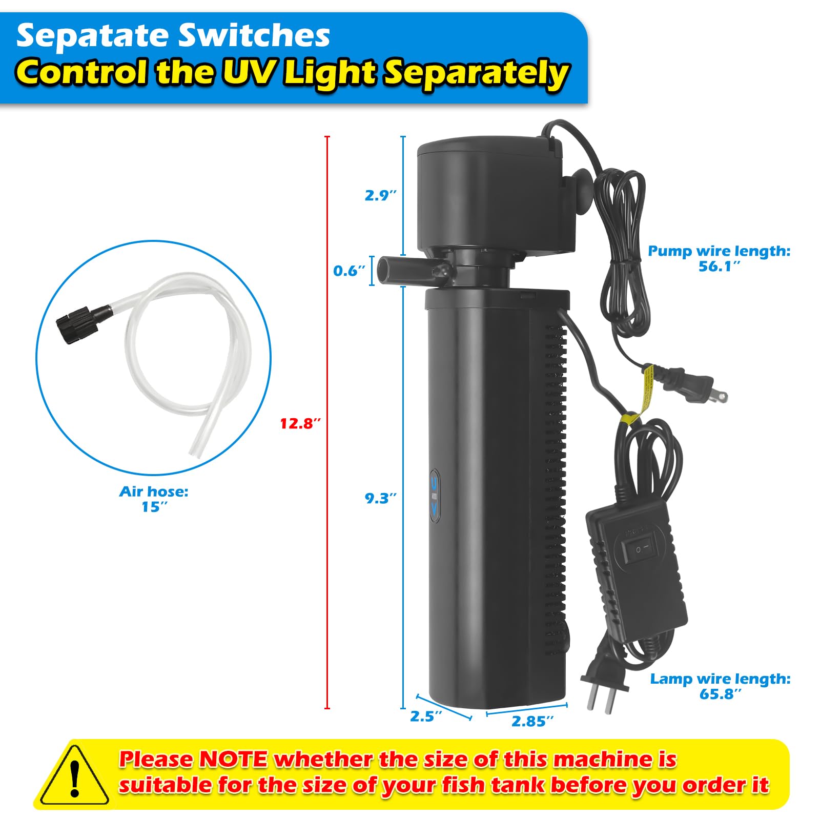 Tararium external light indicator confirms UV power status at a glance