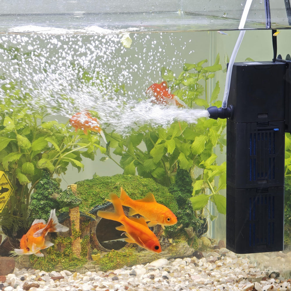Tararium Aquarium Filter side view demonstrates easy placement beside the tank.
