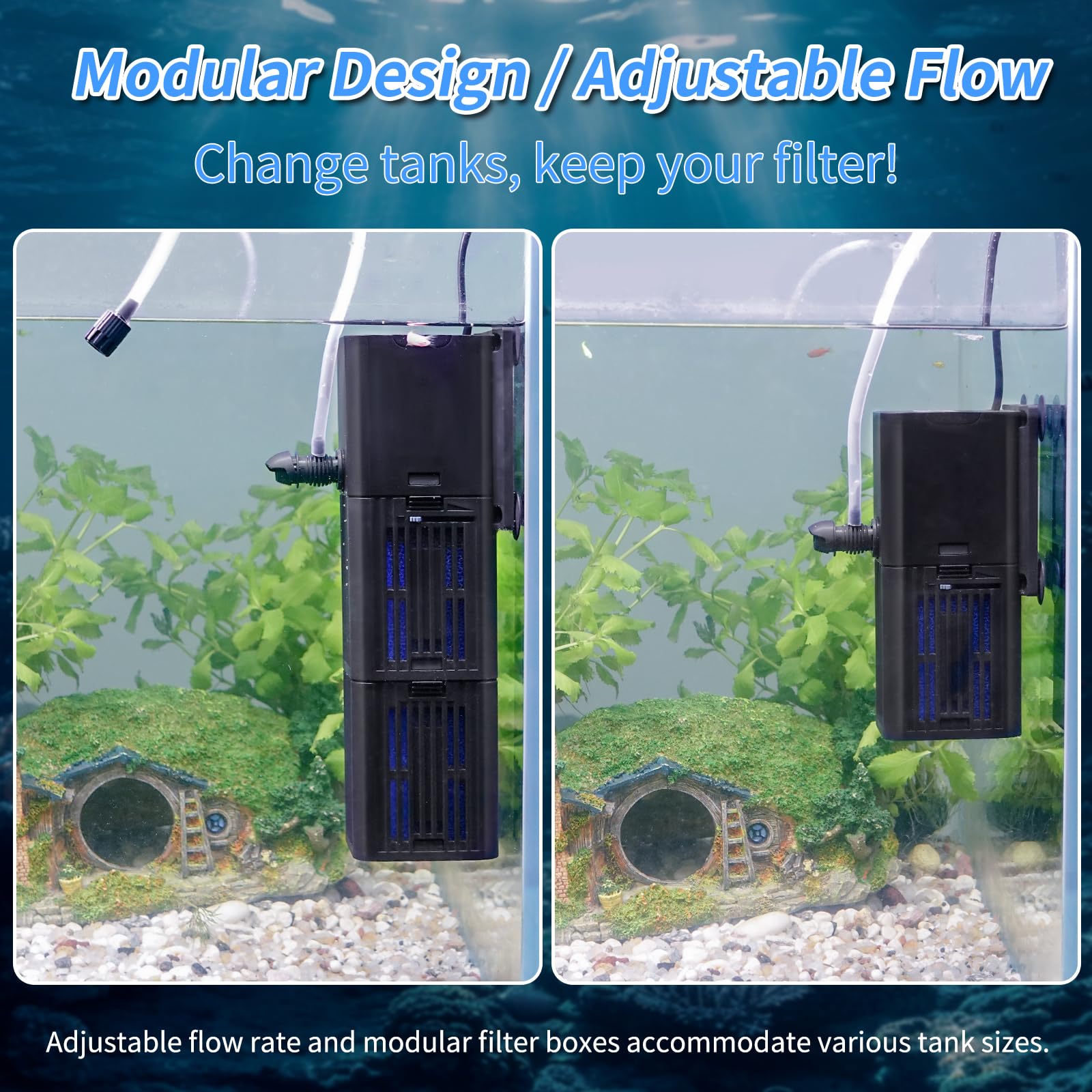 Tararium oxygenation bubbles image emphasizes improved oxygen for aquatic life.