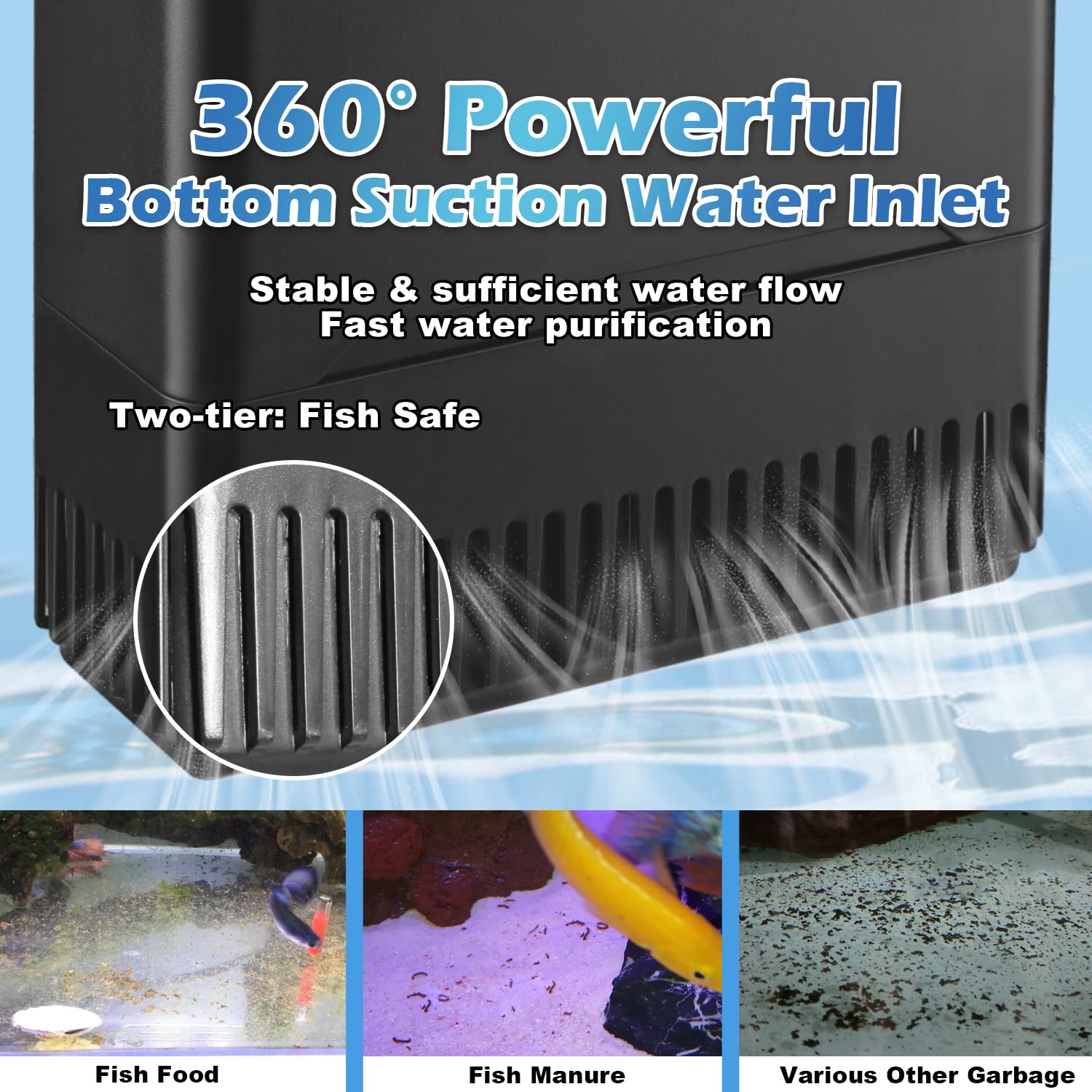 Tararium filter supports low water level operation for flexible tank setups.