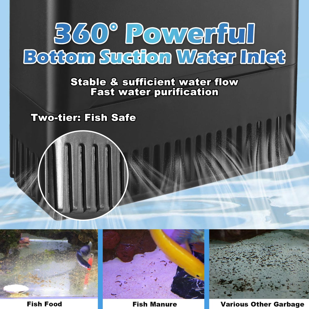 Tararium filter supports low water level operation for flexible tank setups.