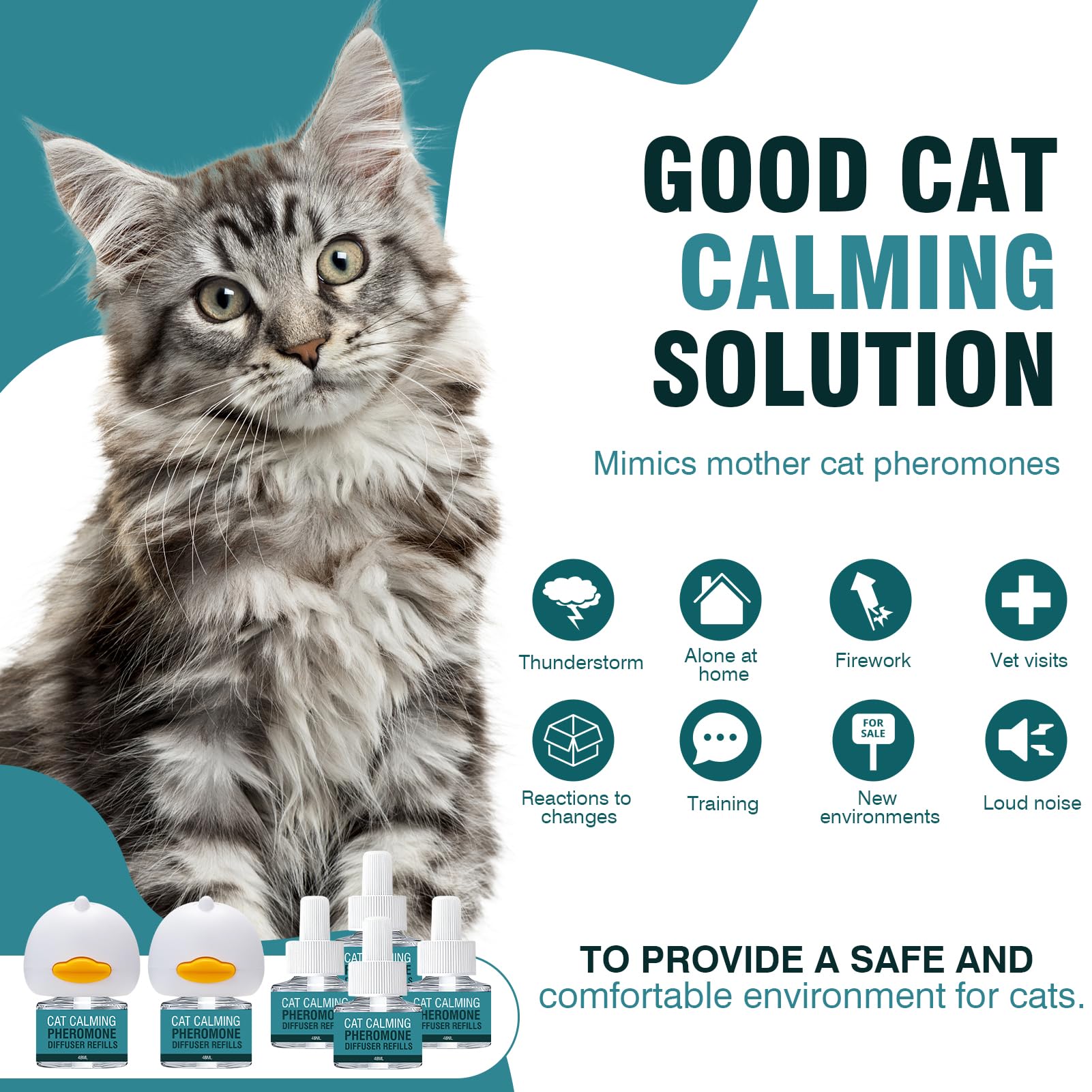 Taraxa Cat Calming Diffuser refill pack with six refills for long-lasting peace