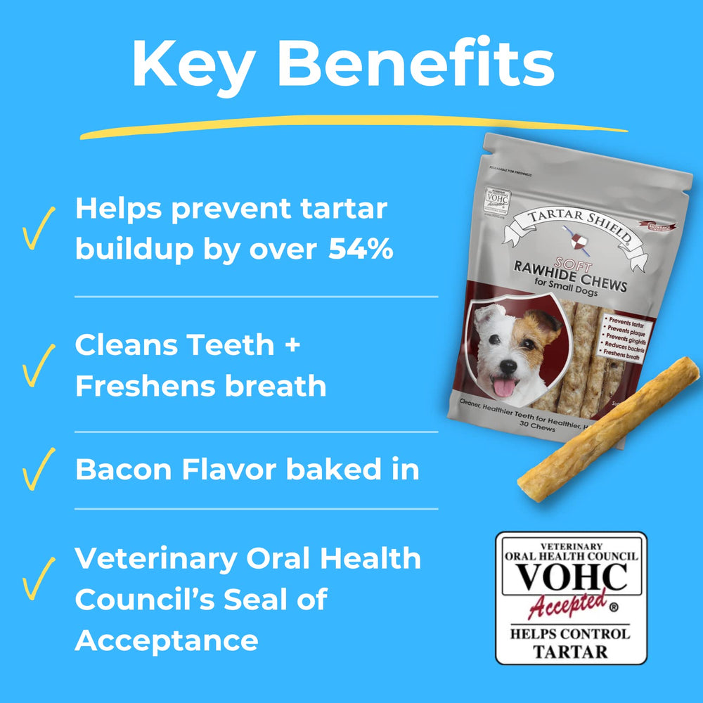 Tartar Shield natural bacon flavor image highlighting tasty, wholesome dental treats for dogs.