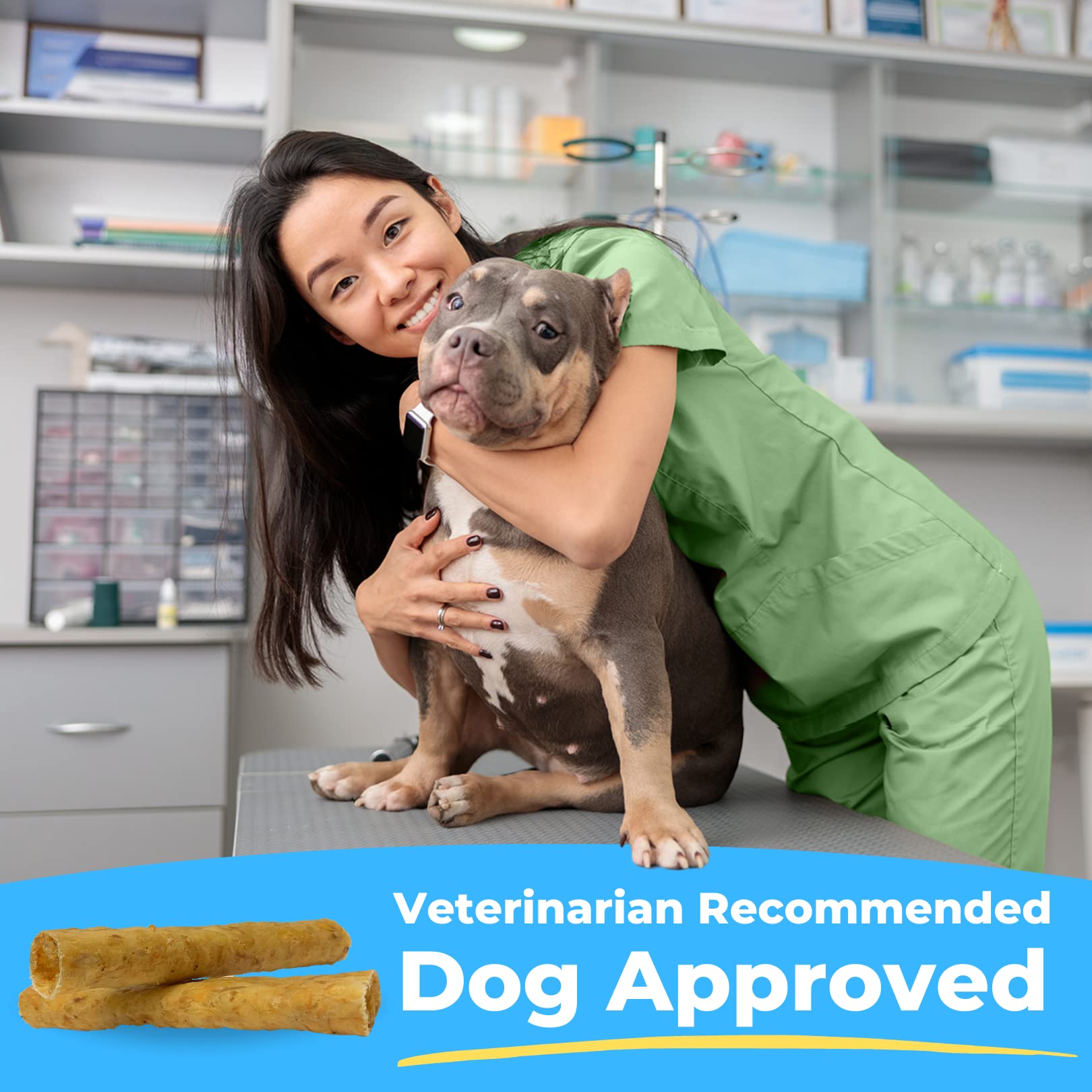 Tartar Shield soft chew mid-bite shows a safe, satisfying way to support daily oral hygiene.