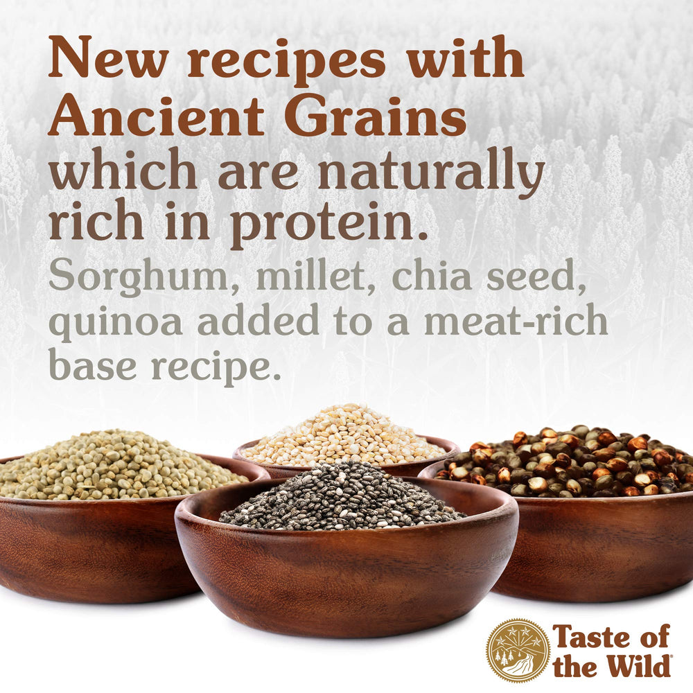 Taste of the Wild Ancient Stream omega fats promote healthy skin and coat