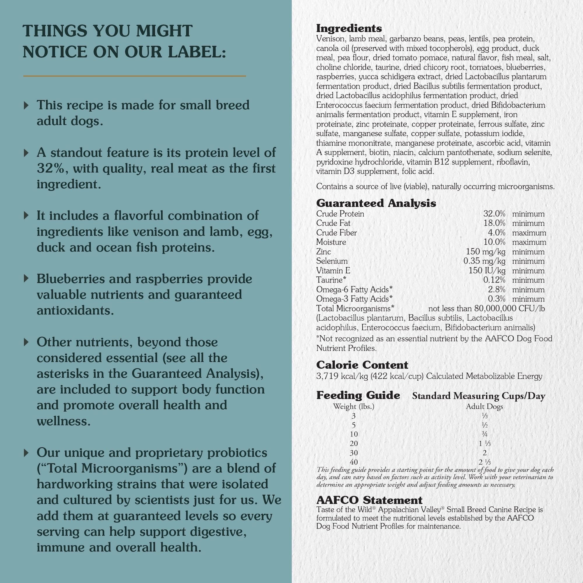 Taste of the Wild Appalachian Valley probiotics and prebiotics image supports digestion