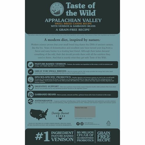 Taste of the Wild Appalachian Valley small-breed kibble closeup ideal for tiny mouths