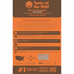 Taste of the Wild High Prairie Puppy roasted-bison-venison dry food bowl closeup for mealtime.