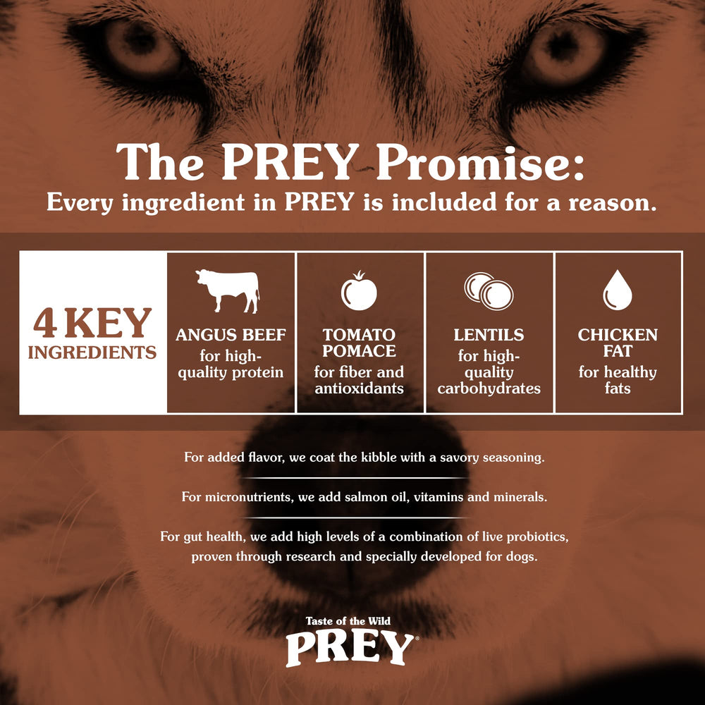 Taste of the Wild PREY lentils image underscores simple, digestible nutrition