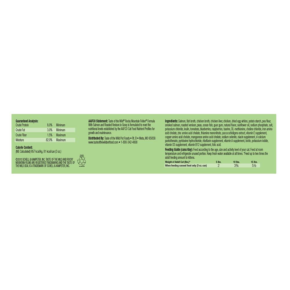 Taste of the Wild Rocky Mountain feline canned food image: robust protein mix supports lean body condition