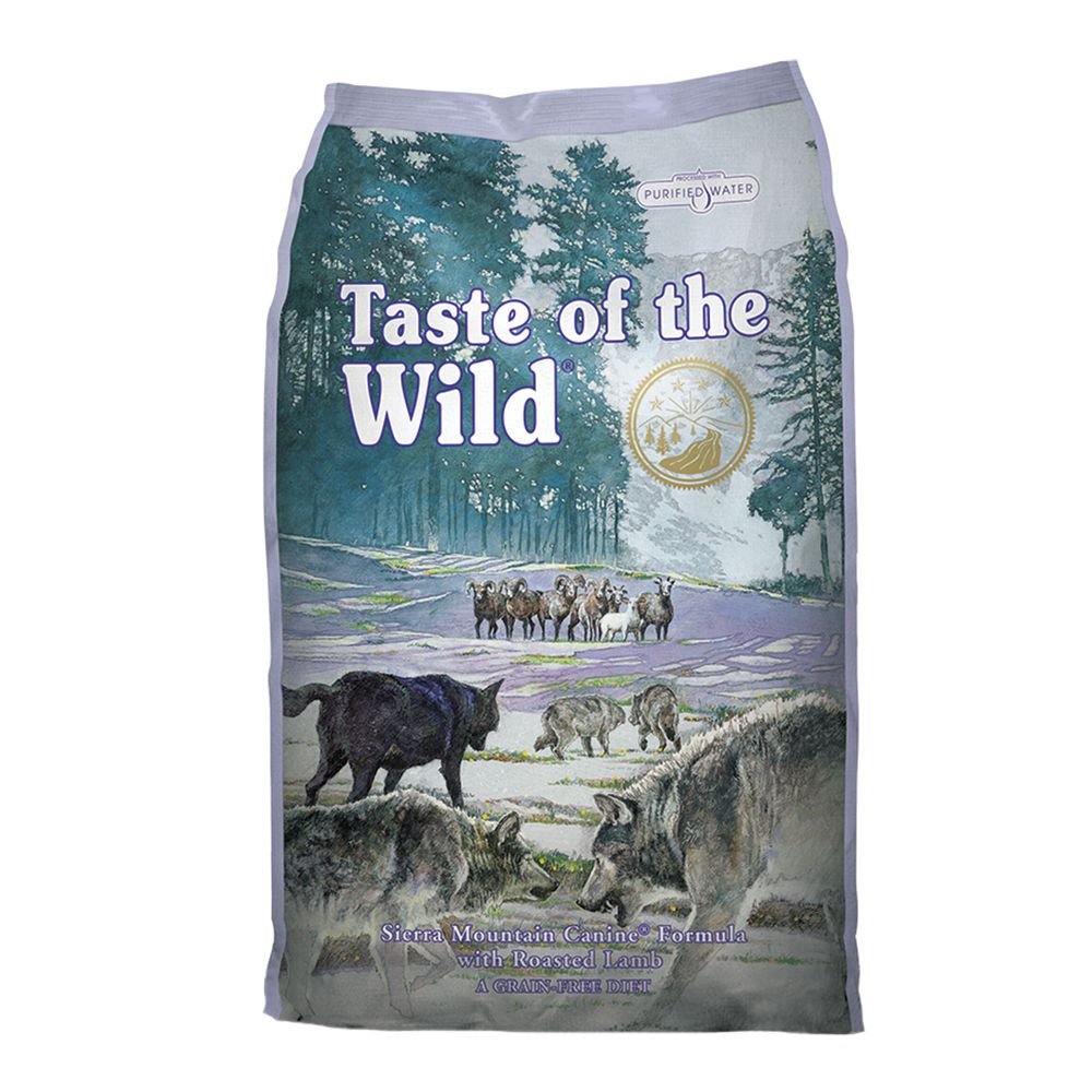 Taste of the Wild Sierra Mountain dog food bowl showcases balanced nutrition for steady energy