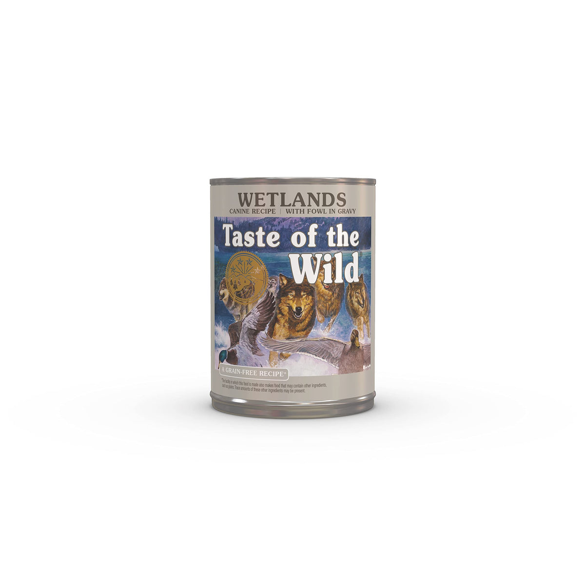 Taste of the Wild Wetlands duck in gravy can shows protein-forward meal for active dogs