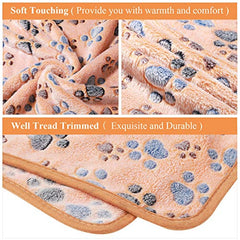 Tatuo dog blanket pink paw-print soft warmth for puppies and kittens