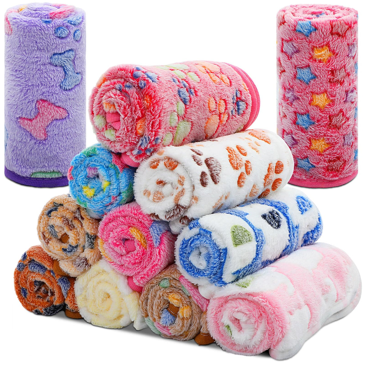 Tatuo puppy blanket beige dog paw pattern keeps small pets warm and comfy.