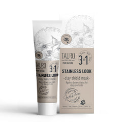 Tauro Pro Line tear stain remover bottle showing easy, on-spot application for brighter eyes